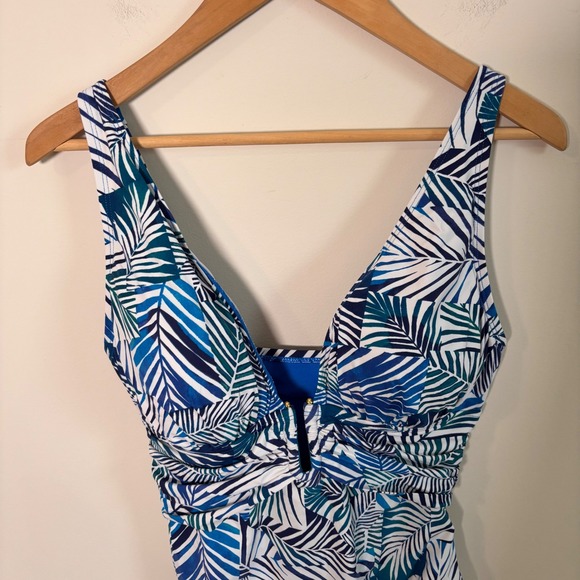 Bleu Rod Beattie Womens Swimsuit Sz 8 One Piece Blue Tropical New - Picture 3 of 8
